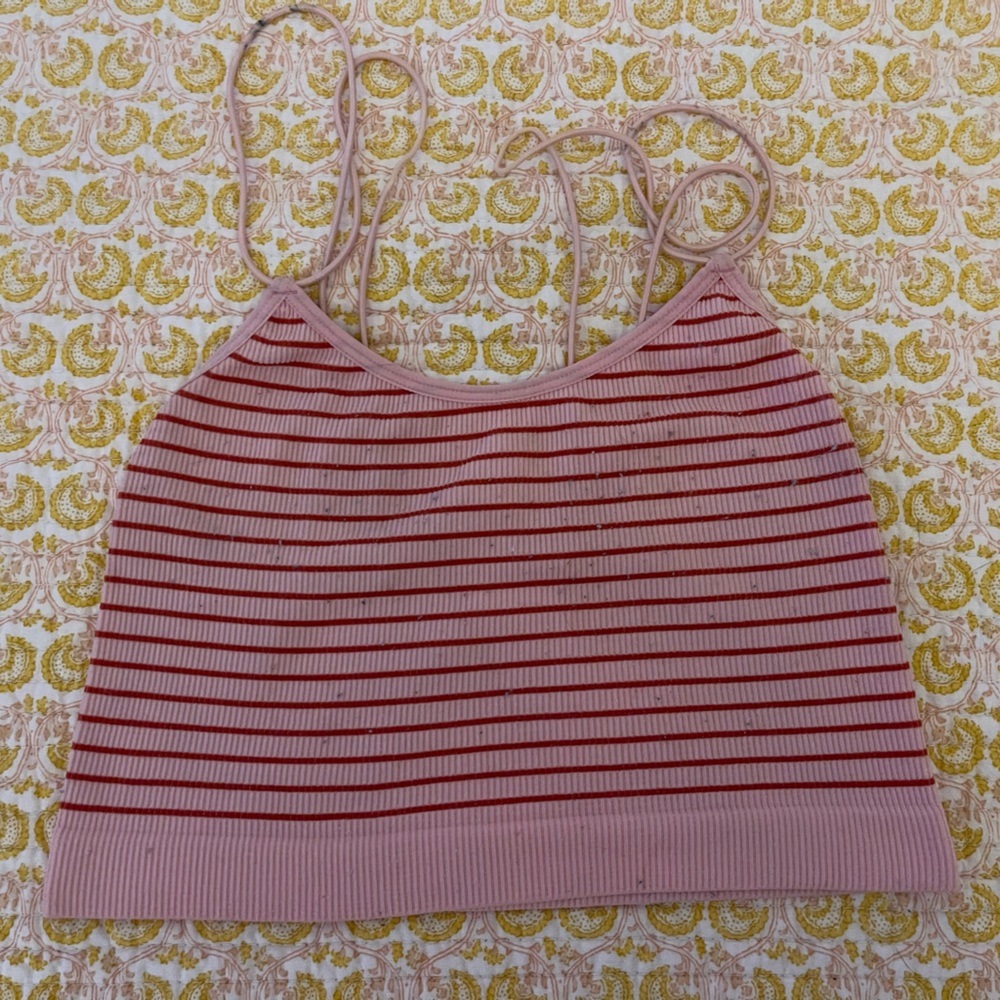 Pink and red striped Forever 21 cami crop top